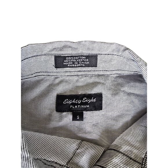 Eighty Eight Womens Button-Down Shirt Gray Striped Size S Cotton Blend - Picture 3 of 7